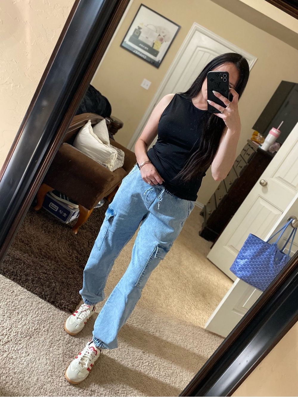 No boundaries blue cargo pull on pants S
